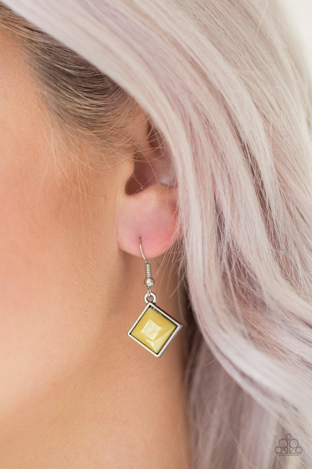 Feeling Inde-PENDANT Yellow and Silver Necklace - Paparazzi Accessories - free matching earrings -CarasShop.com - Paparazzi Jewelry by Cara Jewels