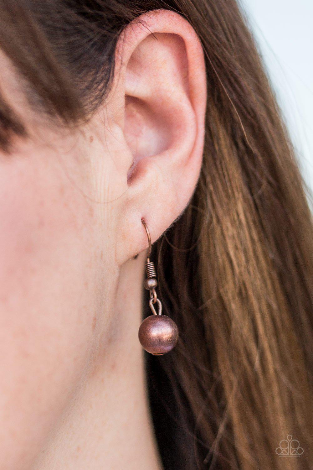 Fierce and Fab-YOU-lous Copper Pearl Necklace - Paparazzi Accessories - free matching earrings -CarasShop.com - Paparazzi Jewelry by Cara Jewels