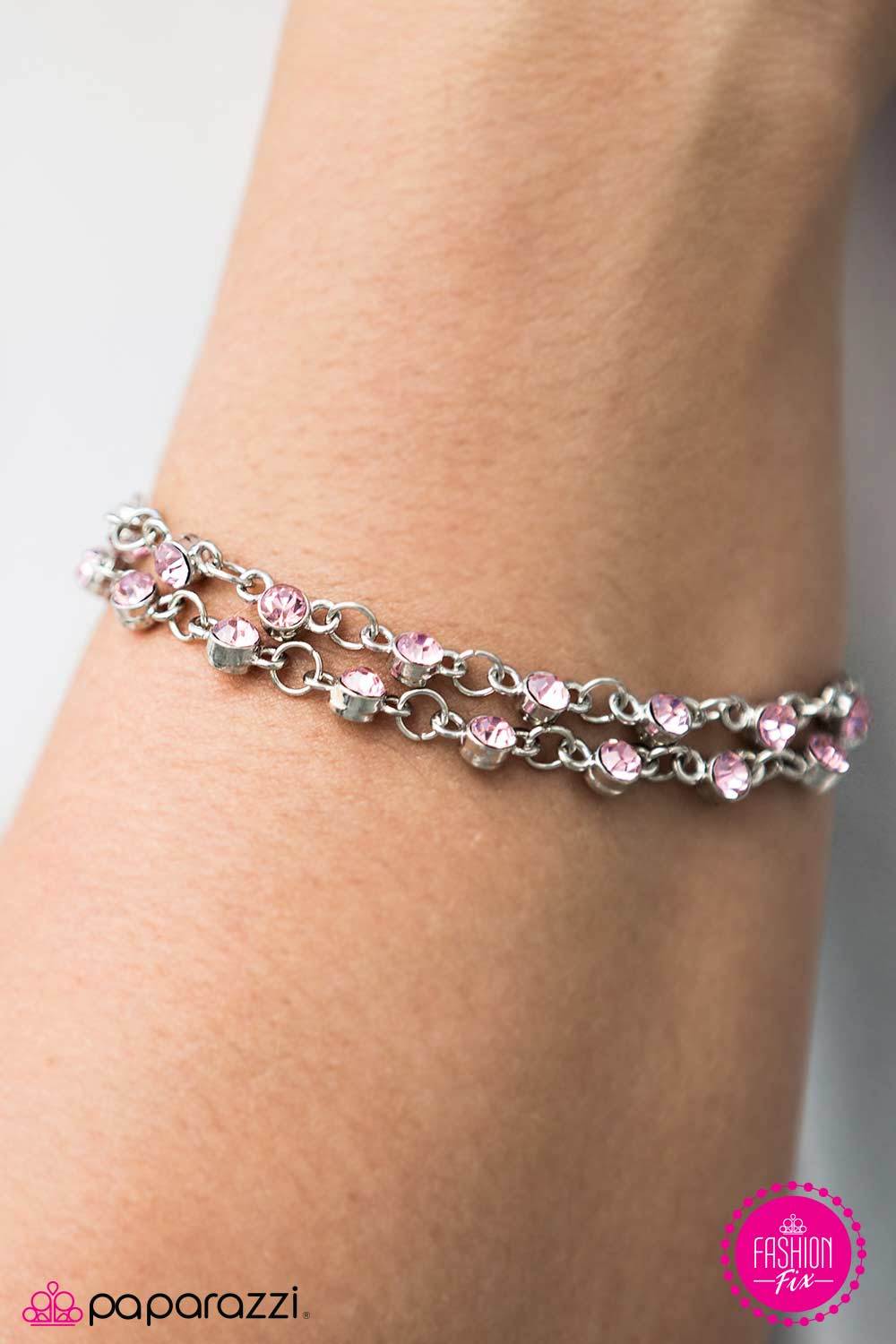 Fierce and Foremost Pale Pink Gem Bracelet - Paparazzi Accessories- on model - CarasShop.com - Paparazzi Jewelry by Cara Jewels