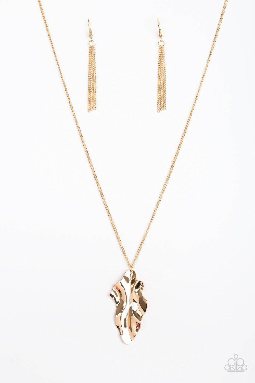 Fiercely Fall Gold Necklace - Paparazzi Accessories- lightbox - CarasShop.com - Paparazzi Jewelry by Cara Jewels