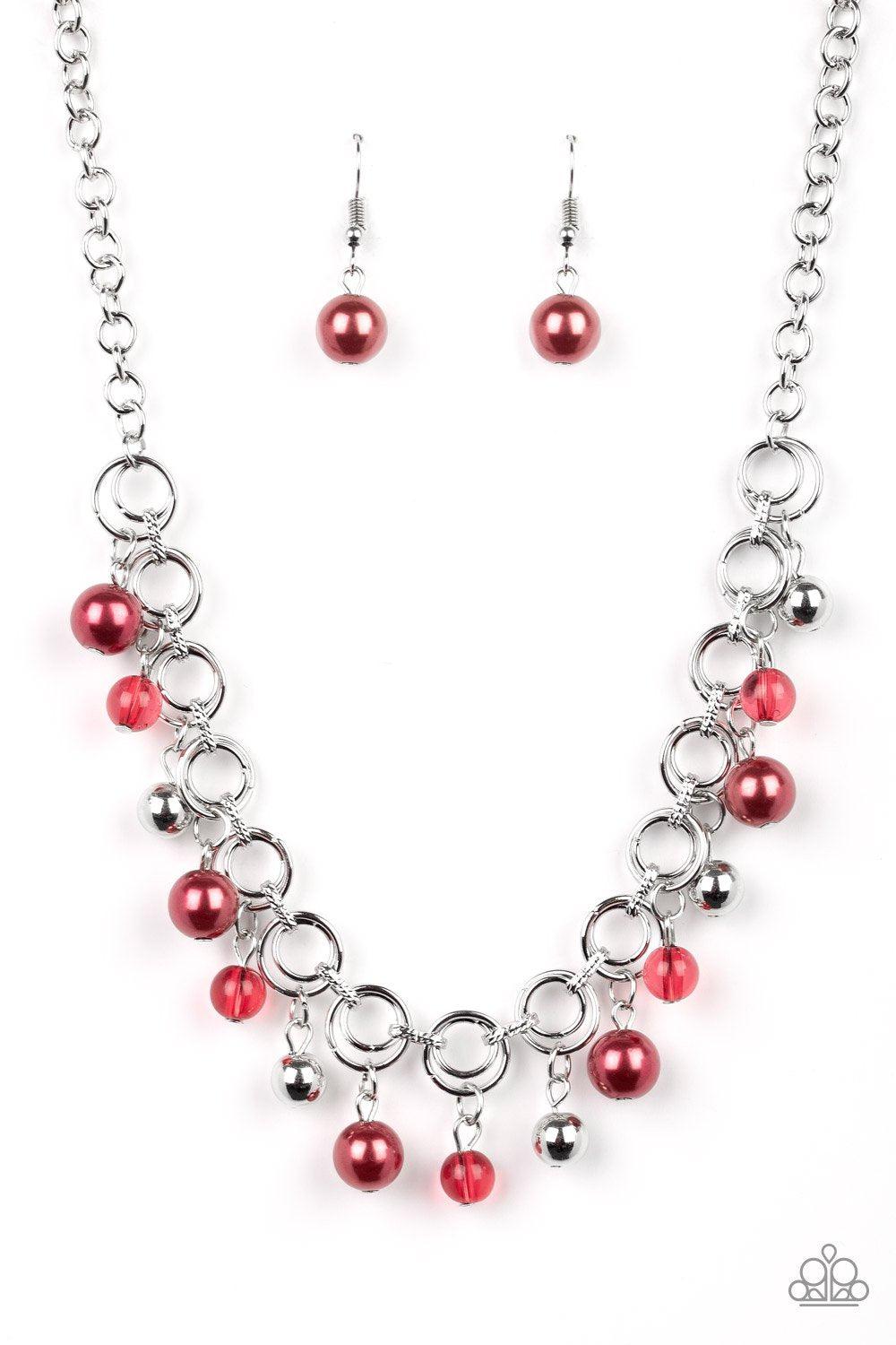Fiercely Fancy Red and Silver Necklace - Paparazzi Accessories- lightbox - CarasShop.com - Paparazzi Jewelry by Cara Jewels