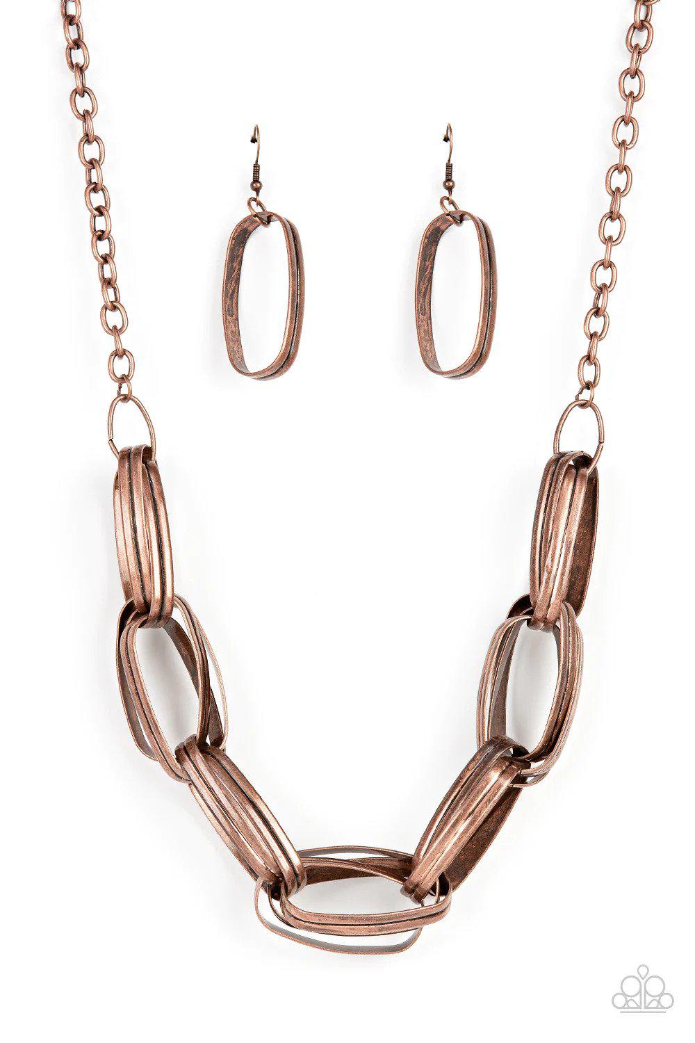 Fiercely Flexing Copper Necklace - Paparazzi Accessories- lightbox - CarasShop.com - Paparazzi Jewelry by Cara Jewels