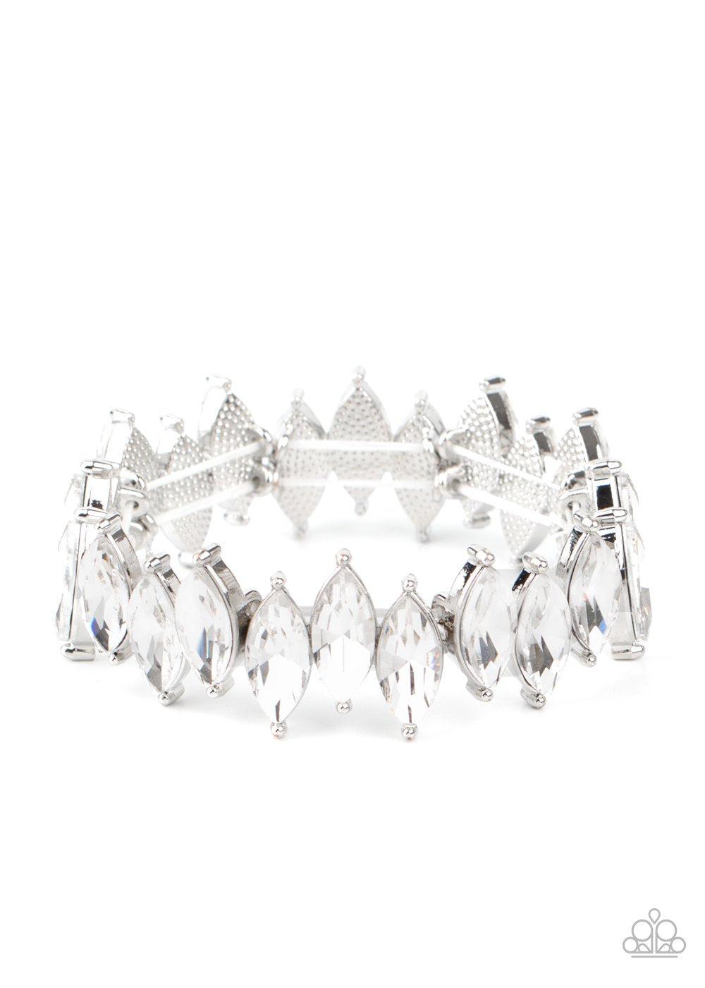 Fiercely Fragmented White Rhinestone Bracelet - Paparazzi Accessories- lightbox - CarasShop.com - Paparazzi Jewelry by Cara Jewels