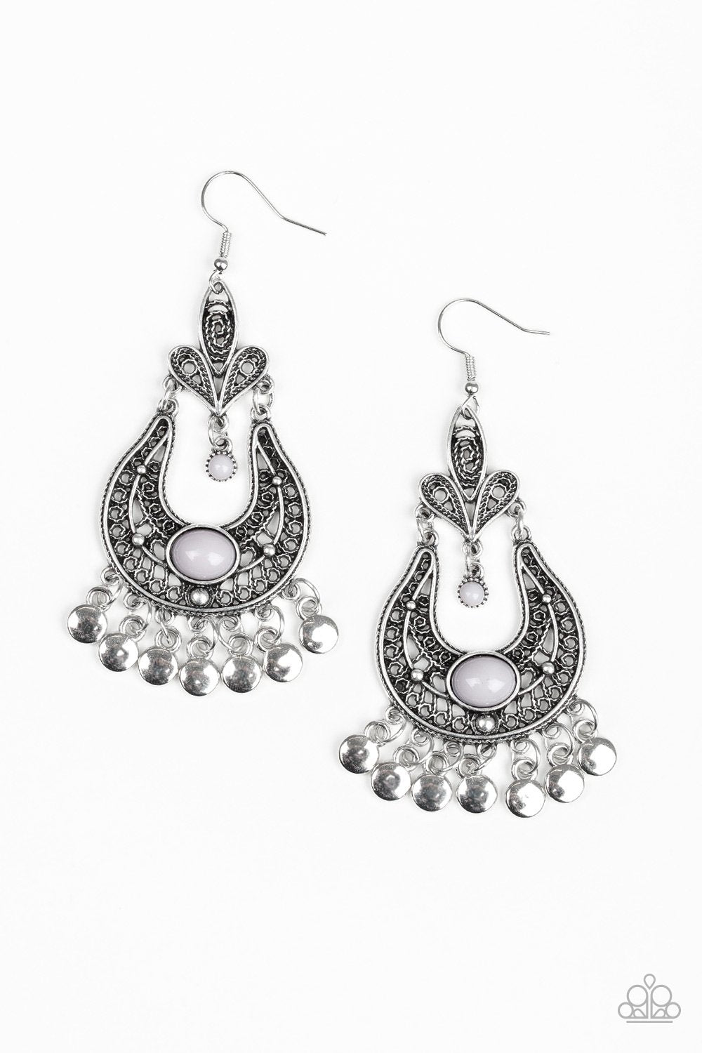 Fiesta Flair Silver Earrings - Paparazzi Accessories- lightbox - CarasShop.com - Paparazzi Jewelry by Cara Jewels