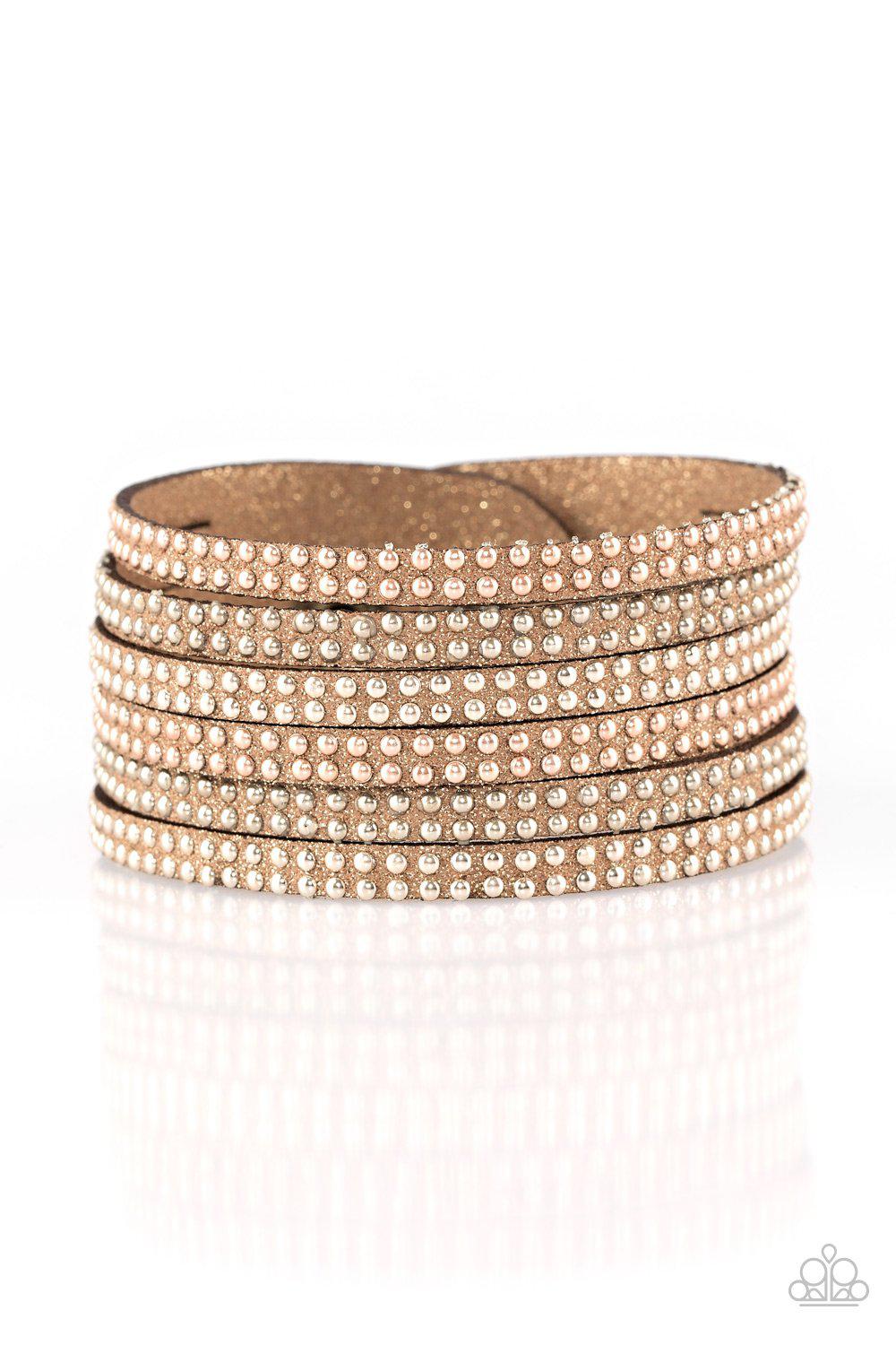 Fight Fire With Fire Brass Urban Wrap Snap Bracelet - Paparazzi Accessories- lightbox - CarasShop.com - Paparazzi Jewelry by Cara Jewels