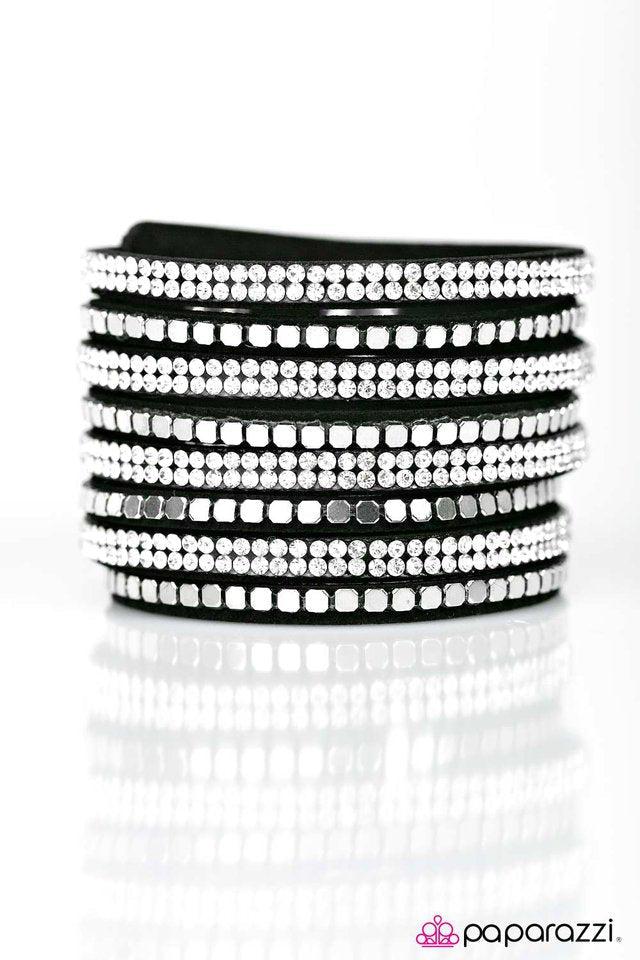 Fight Night Black Wrap Snap Bracelet - Paparazzi Accessories- lightbox - CarasShop.com - Paparazzi Jewelry by Cara Jewels