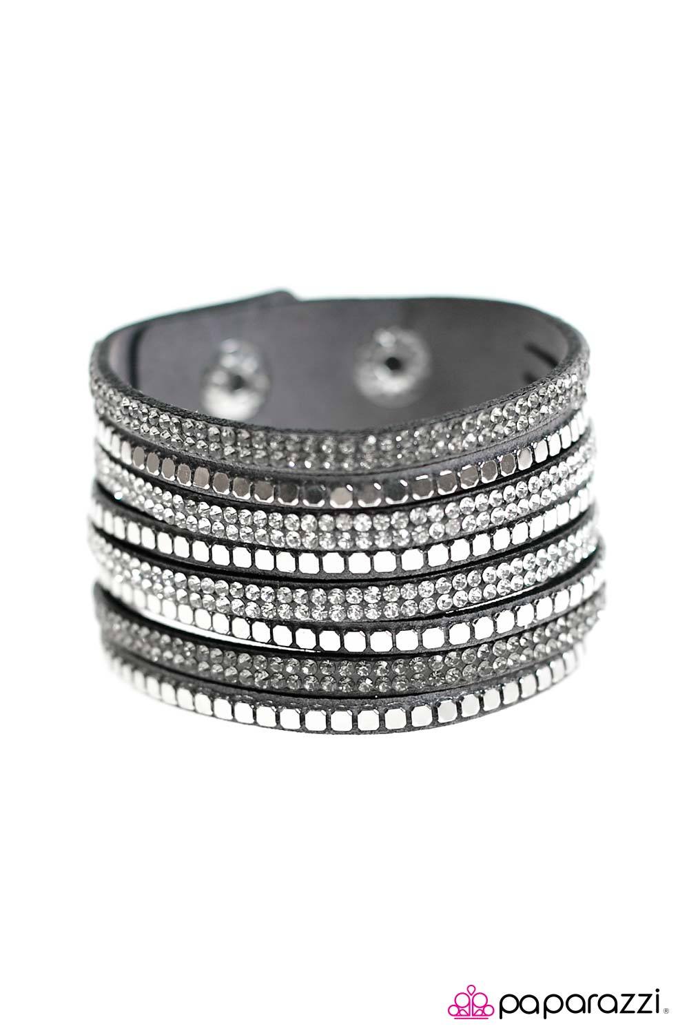 Fight Night Silver Urban Wrap Snap Bracelet - Paparazzi Accessories- lightbox - CarasShop.com - Paparazzi Jewelry by Cara Jewels