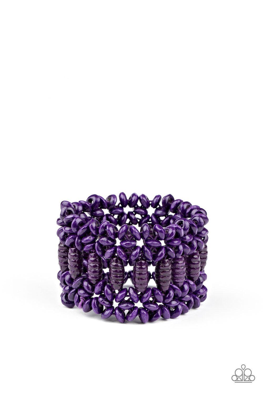 Fiji Flavor Purple Wood Bracelet - Paparazzi Accessories- lightbox - CarasShop.com - Paparazzi Jewelry by Cara Jewels