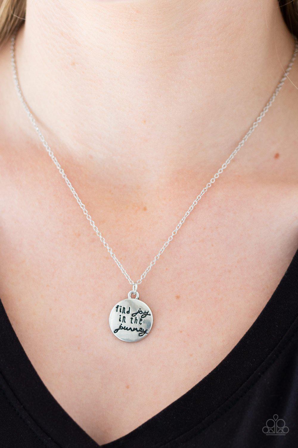 Find Joy Silver Inspirational Necklace - Paparazzi Accessories- lightbox - CarasShop.com - Paparazzi Jewelry by Cara Jewels