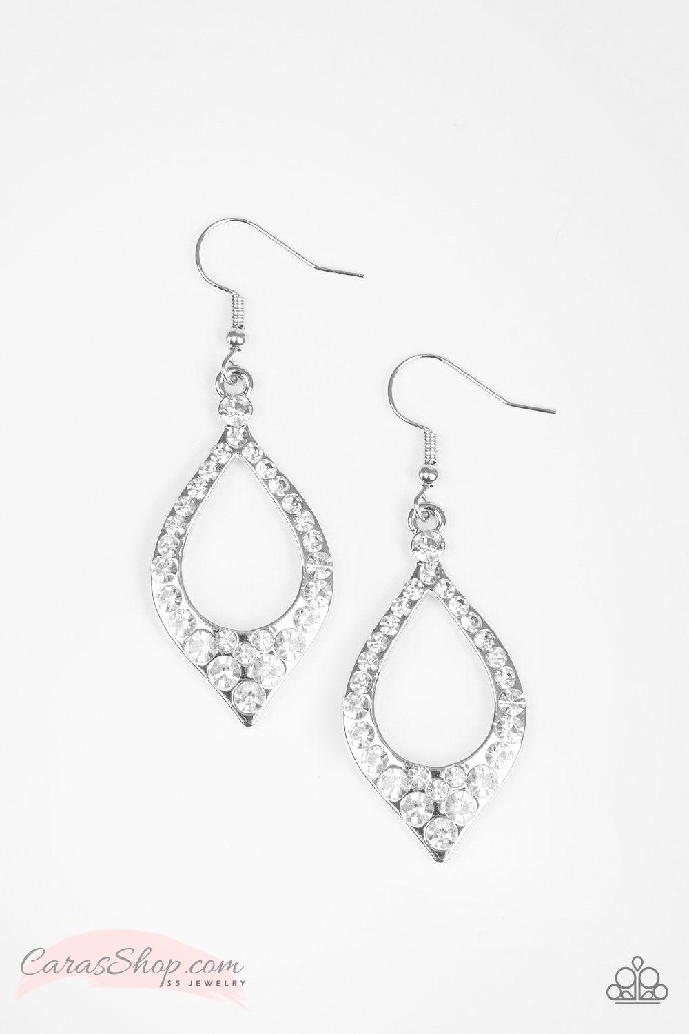 Finest First Lady White Earrings - Paparazzi Accessories- lightbox - CarasShop.com - Paparazzi Jewelry by Cara Jewels