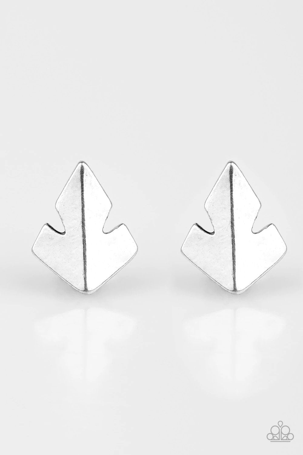 Fire Drill Silver Post Earrings - Paparazzi Accessories- lightbox - CarasShop.com - Paparazzi Jewelry by Cara Jewels