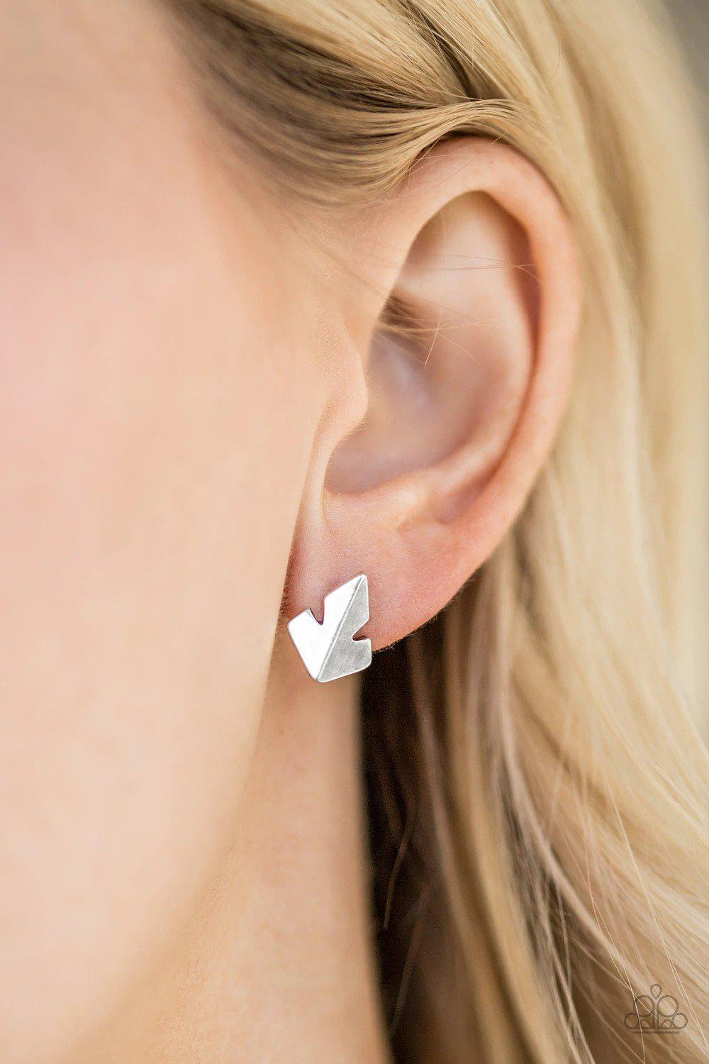 Fire Drill Silver Post Earrings - Paparazzi Accessories- lightbox - CarasShop.com - Paparazzi Jewelry by Cara Jewels