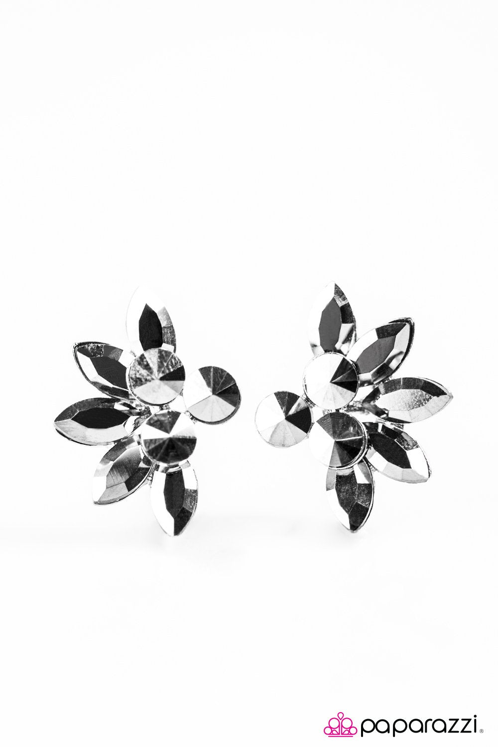 Firework Fanatic Silver Hematite Earrings - Paparazzi Accessories- lightbox - CarasShop.com - Paparazzi Jewelry by Cara Jewels