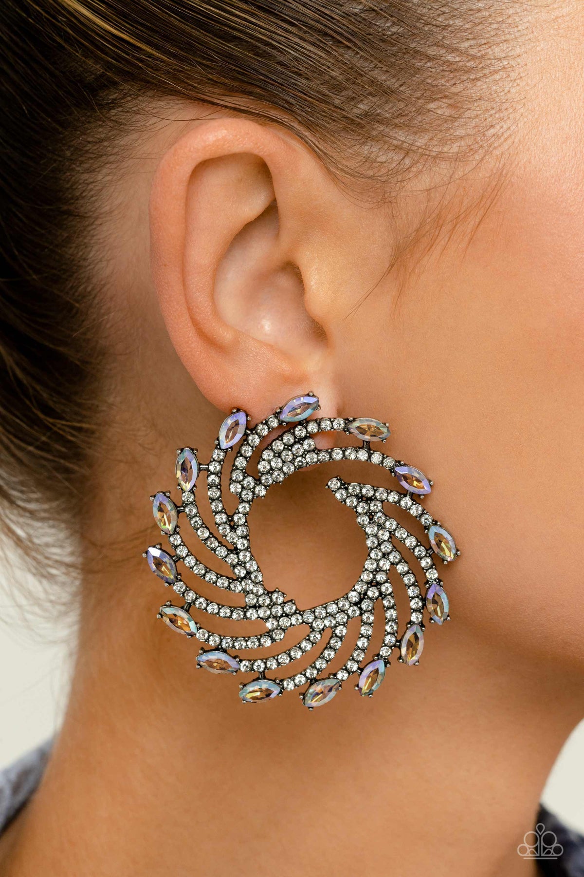 Firework Fanfare Multi Earrings - Paparazzi Accessories- on model - CarasShop.com - Paparazzi Jewelry by Cara Jewels