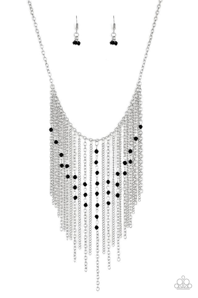 First Class Fringe Black & Silver Necklace - Paparazzi Accessories- lightbox - CarasShop.com - Paparazzi Jewelry by Cara Jewels