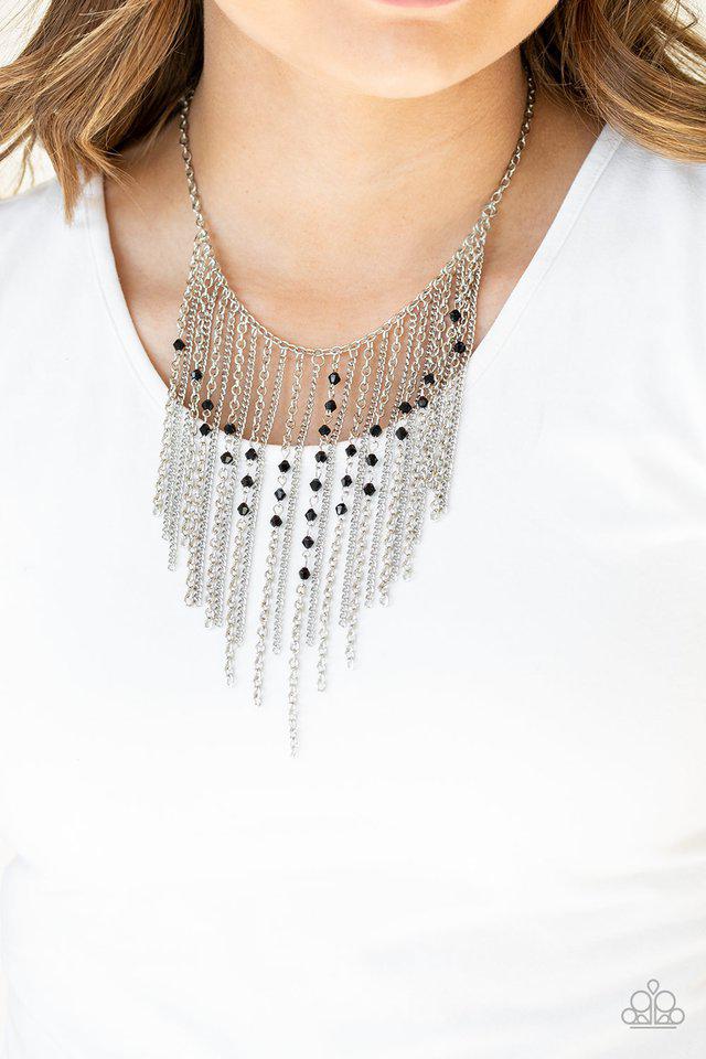 First Class Fringe Black & Silver Necklace - Paparazzi Accessories- lightbox - CarasShop.com - Paparazzi Jewelry by Cara Jewels