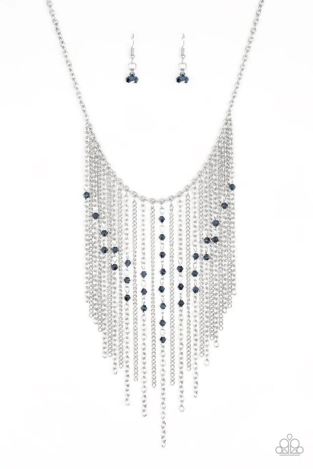 First Class Fringe Blue Necklace - Paparazzi Accessories- lightbox - CarasShop.com - Paparazzi Jewelry by Cara Jewels
