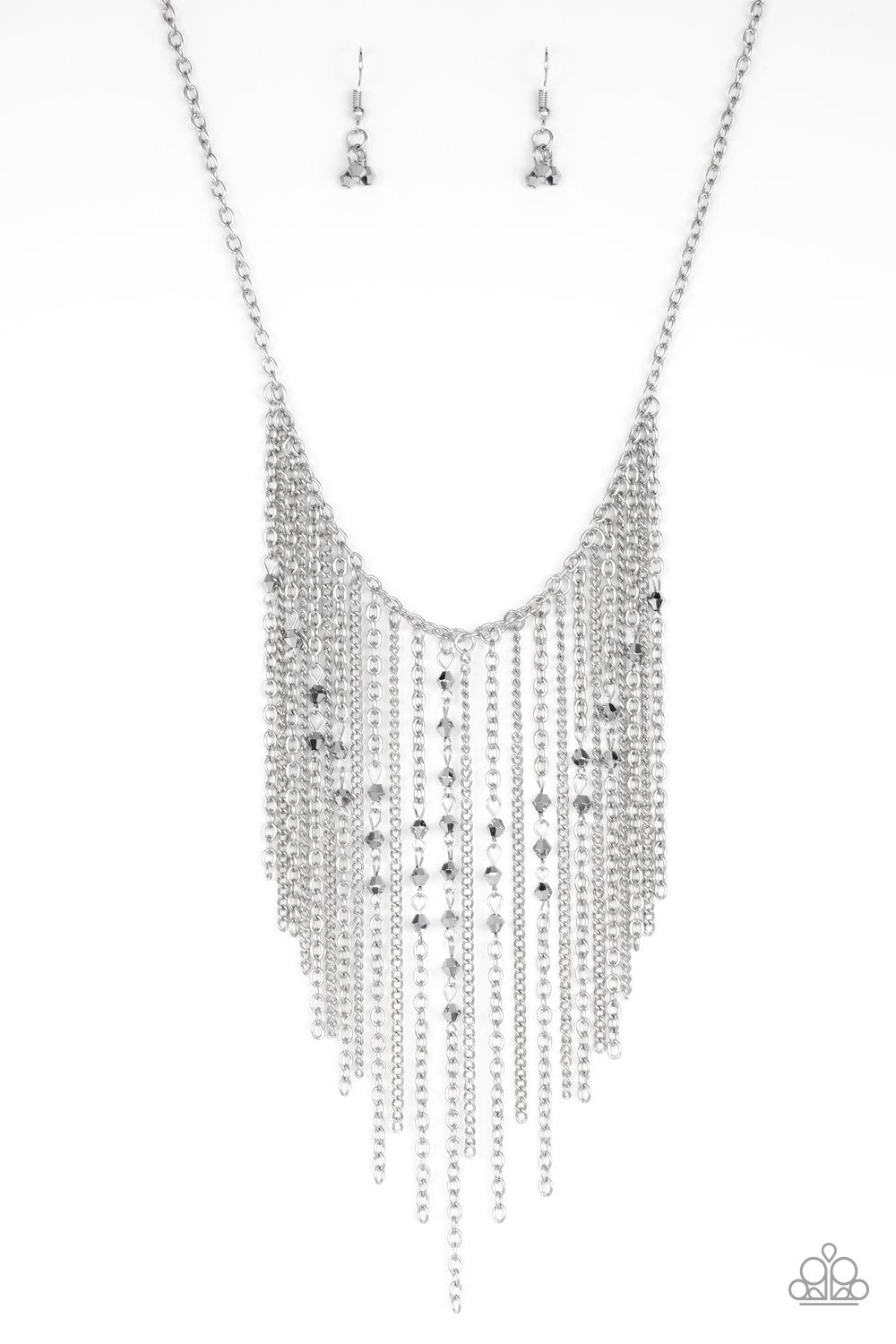 First Class Fringe Silver Necklace - Paparazzi Accessories- lightbox - CarasShop.com - Paparazzi Jewelry by Cara Jewels