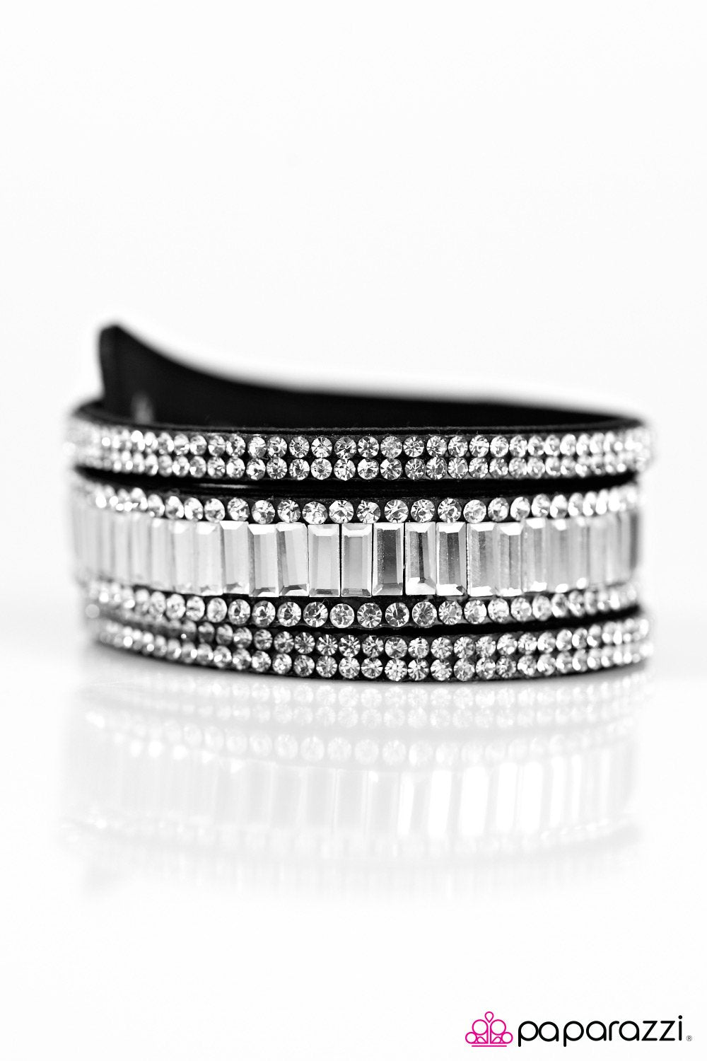 First Class Shimmer Black Urban Wrap Snap Bracelet - Paparazzi Accessories- lightbox - CarasShop.com - Paparazzi Jewelry by Cara Jewels