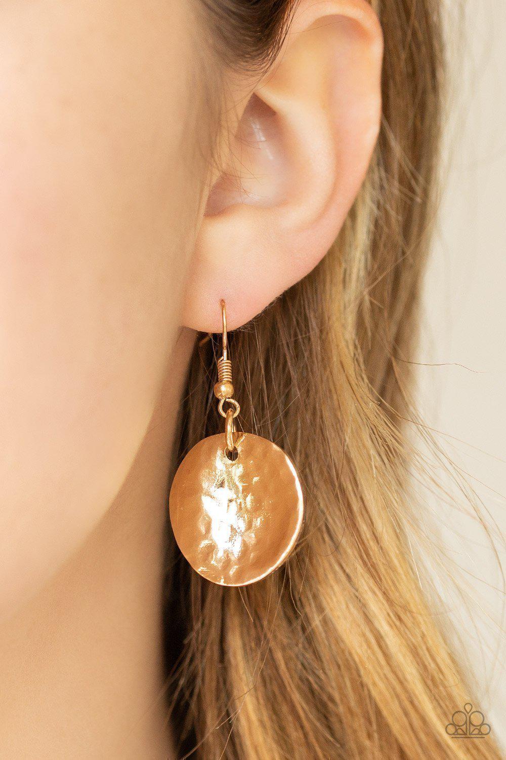 First Impressions Gold Necklace - Paparazzi Accessories - free matching earrings -CarasShop.com - Paparazzi Jewelry by Cara Jewels