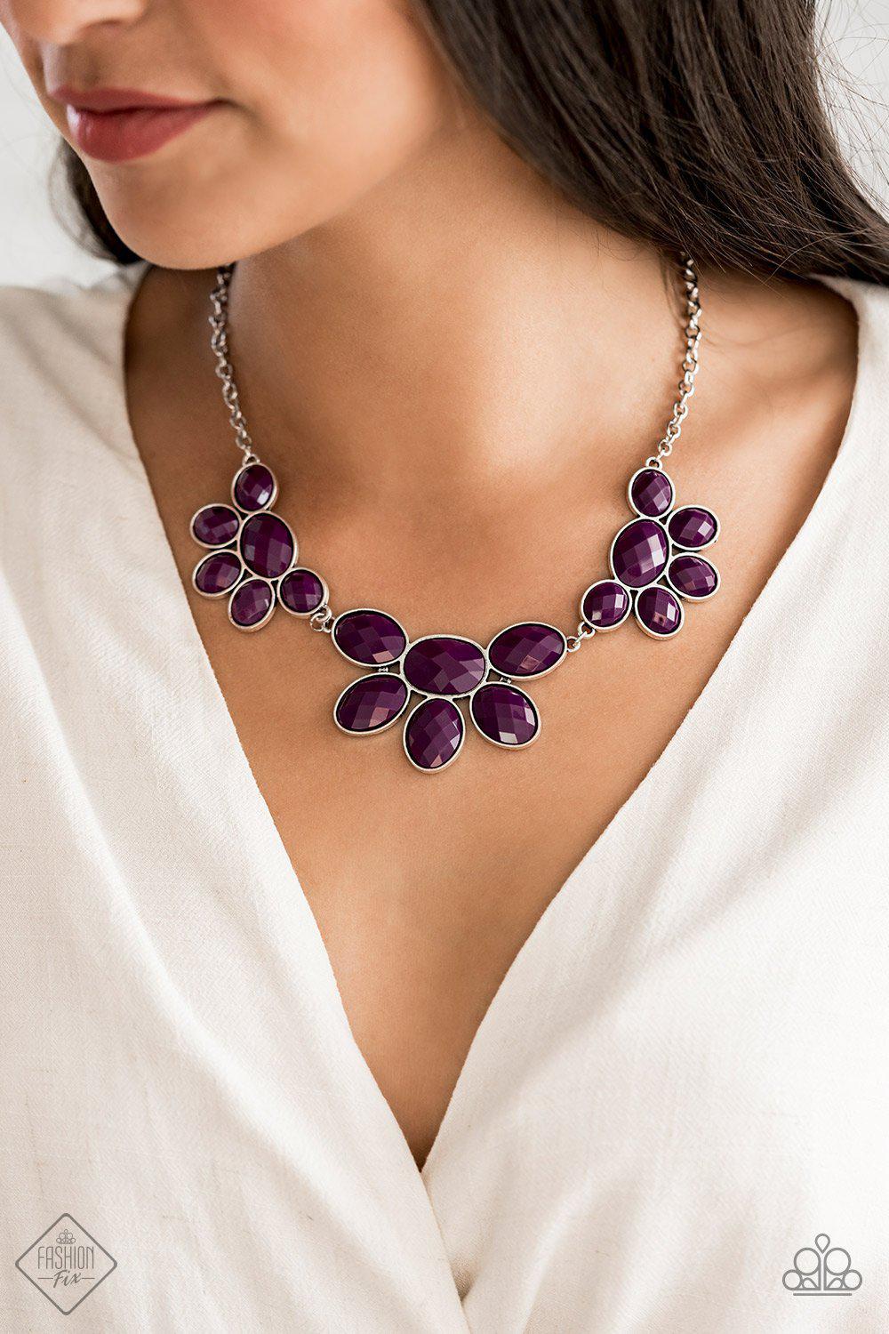 Flair Affair Purple Necklace - Paparazzi Accessories- on model - CarasShop.com - Paparazzi Jewelry by Cara Jewels