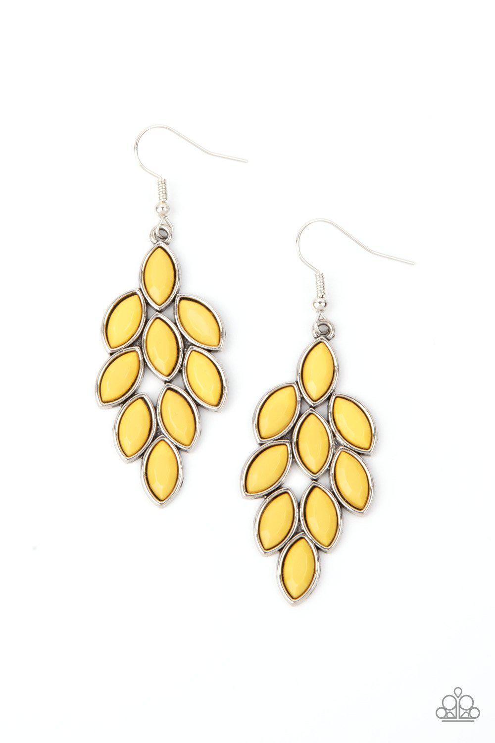 Flamboyant Foliage Yellow Earrings - Paparazzi Accessories- lightbox - CarasShop.com - Paparazzi Jewelry by Cara Jewels