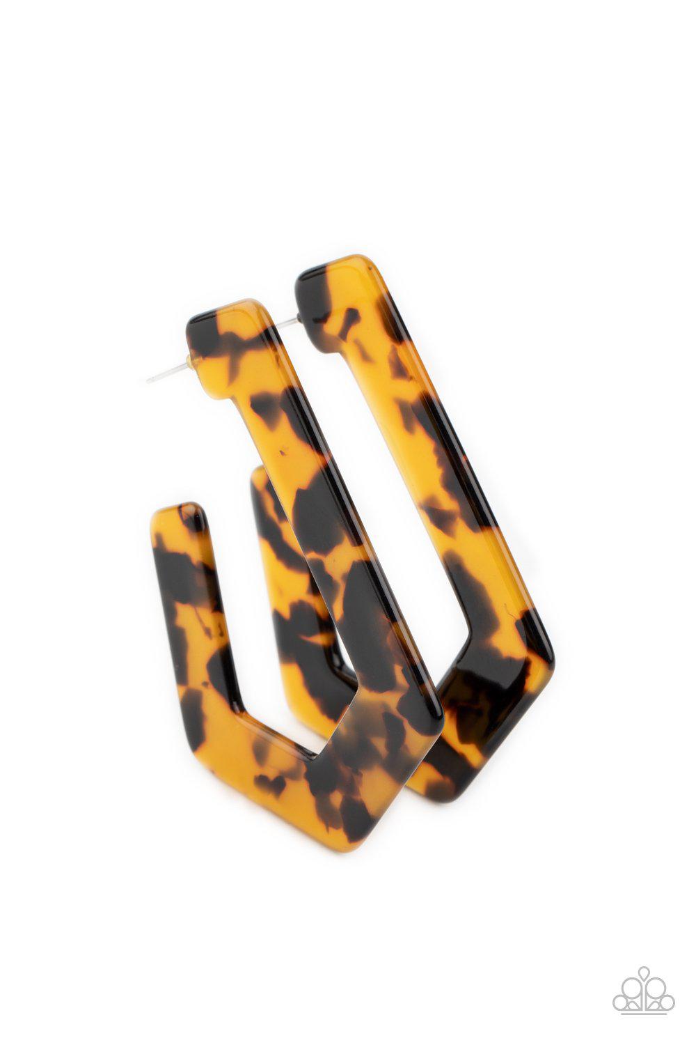 Flat Out Fearless Multi Tortoise Shell Acrylic Hoop Earrings - Paparazzi Accessories- lightbox - CarasShop.com - Paparazzi Jewelry by Cara Jewels