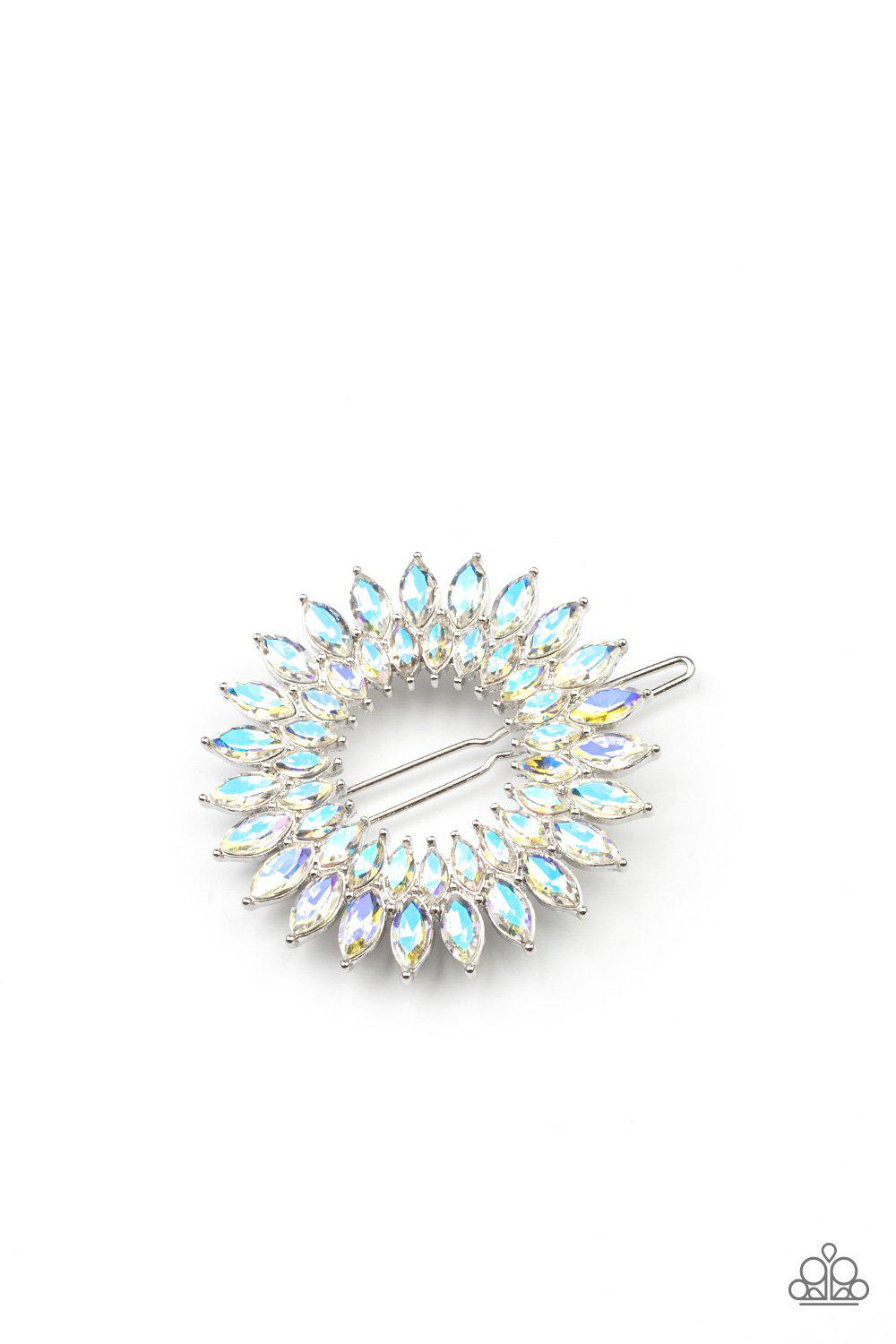 Flauntable Fireworks Multi Iridescent Hair Barrette - Paparazzi Accessories- on model - CarasShop.com - Paparazzi Jewelry by Cara Jewels