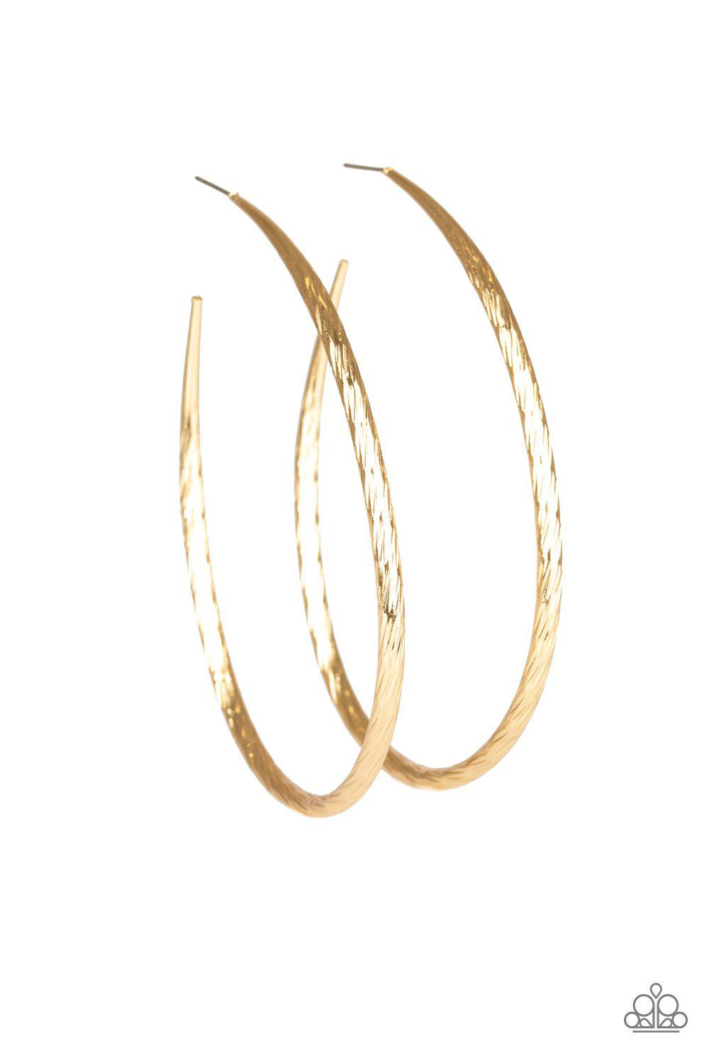 Fleek All Week Gold Hoop Earrings - Paparazzi Accessories- lightbox - CarasShop.com - Paparazzi Jewelry by Cara Jewels
