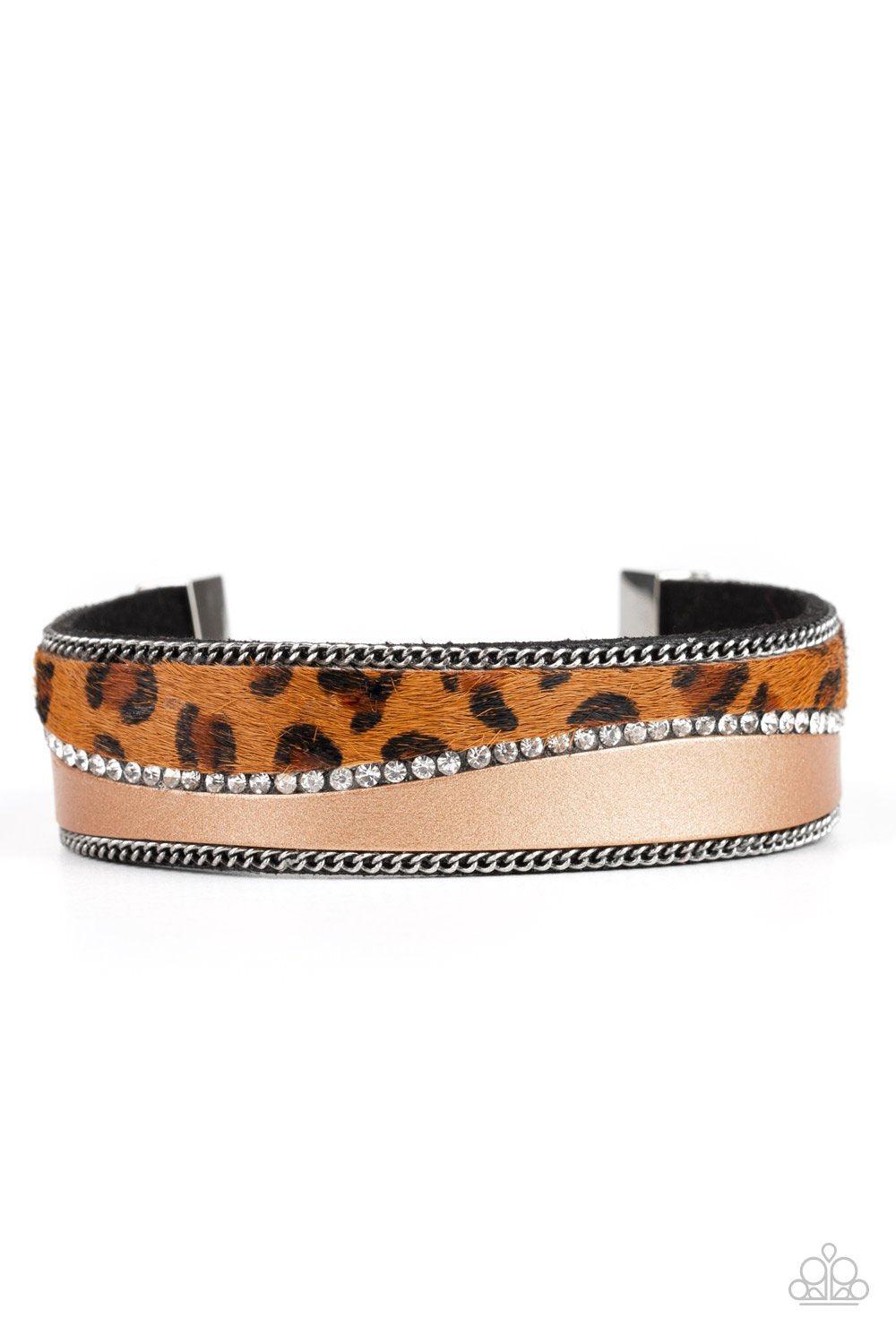 Flirtatiously Feline Brown Animal Print Bracelet - Paparazzi Accessories- lightbox - CarasShop.com - Paparazzi Jewelry by Cara Jewels
