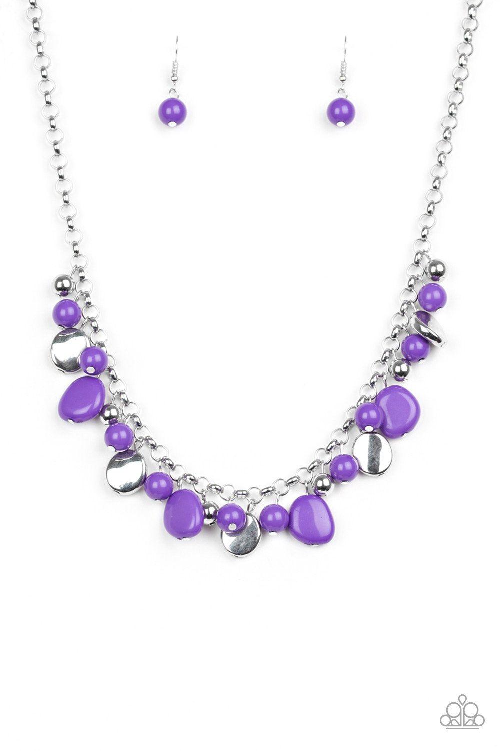 Flirtatiously Florida Purple and Silver Necklace - Paparazzi Accessories- lightbox - CarasShop.com - Paparazzi Jewelry by Cara Jewels