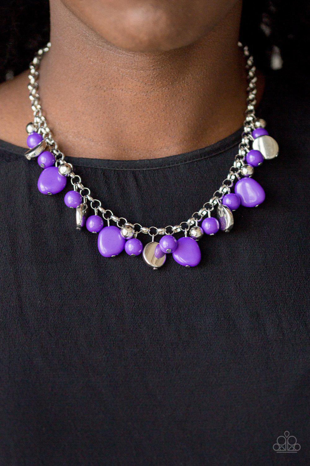 Flirtatiously Florida Purple and Silver Necklace - Paparazzi Accessories- lightbox - CarasShop.com - Paparazzi Jewelry by Cara Jewels