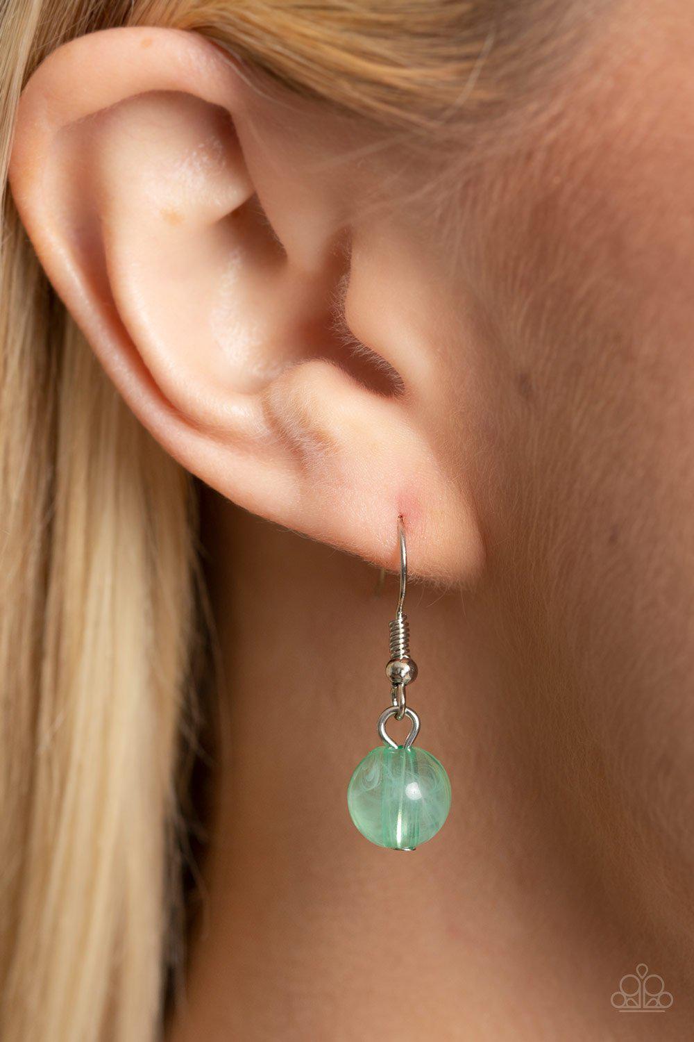 Flirtatiously Fruity Green Necklace - Paparazzi Accessories - free matching earrings -CarasShop.com - Paparazzi Jewelry by Cara Jewels