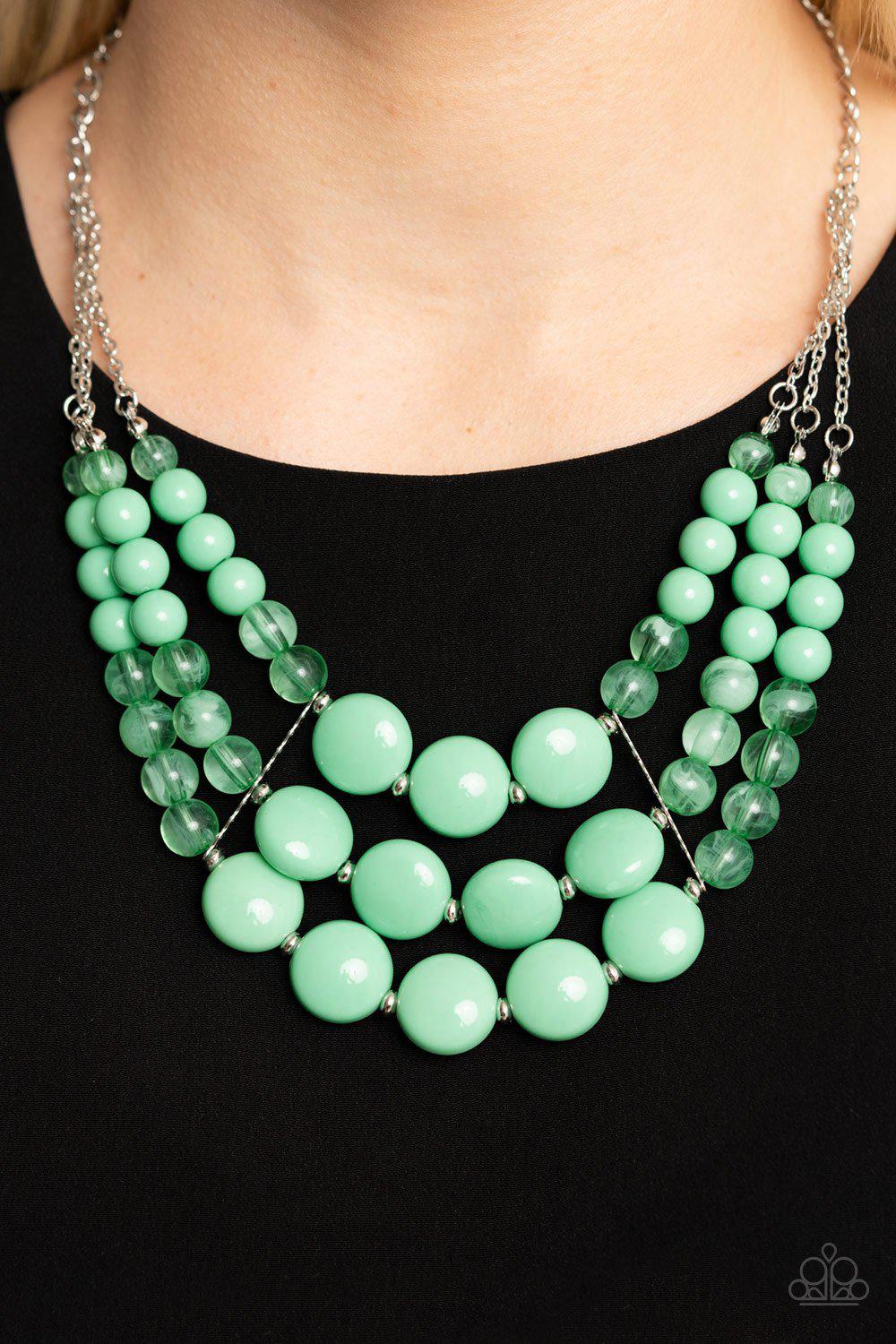 Flirtatiously Fruity Green Necklace - Paparazzi Accessories- on model - CarasShop.com - Paparazzi Jewelry by Cara Jewels