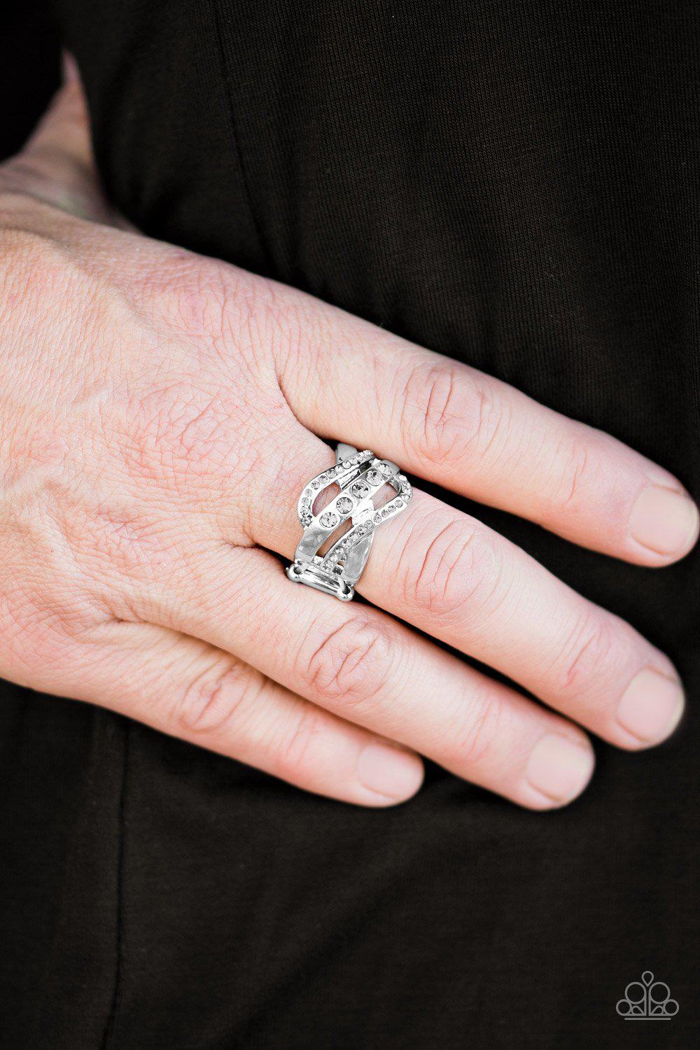 Flirting With Sparkle Silver Ring - Paparazzi Accessories- on model - CarasShop.com - Paparazzi Jewelry by Cara Jewels