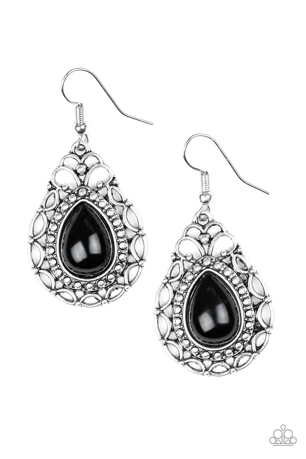 Flirty Finesse Black Earrings - Paparazzi Accessories- lightbox - CarasShop.com - Paparazzi Jewelry by Cara Jewels