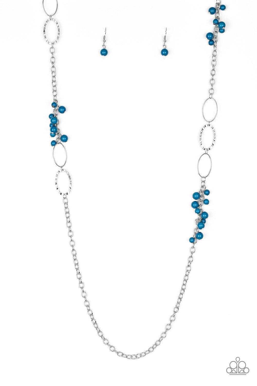 Flirty Foxtrot Blue and Silver Necklace - Paparazzi Accessories- lightbox - CarasShop.com - Paparazzi Jewelry by Cara Jewels