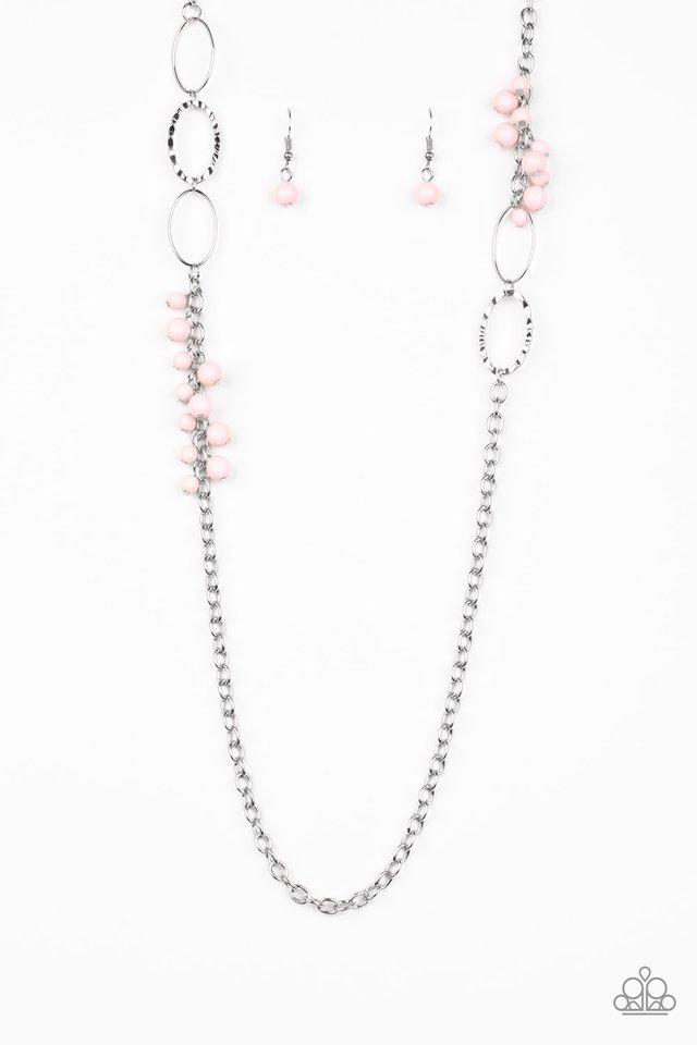 Flirty Foxtrot Pink and Silver Necklace - Paparazzi Accessories- lightbox - CarasShop.com - Paparazzi Jewelry by Cara Jewels