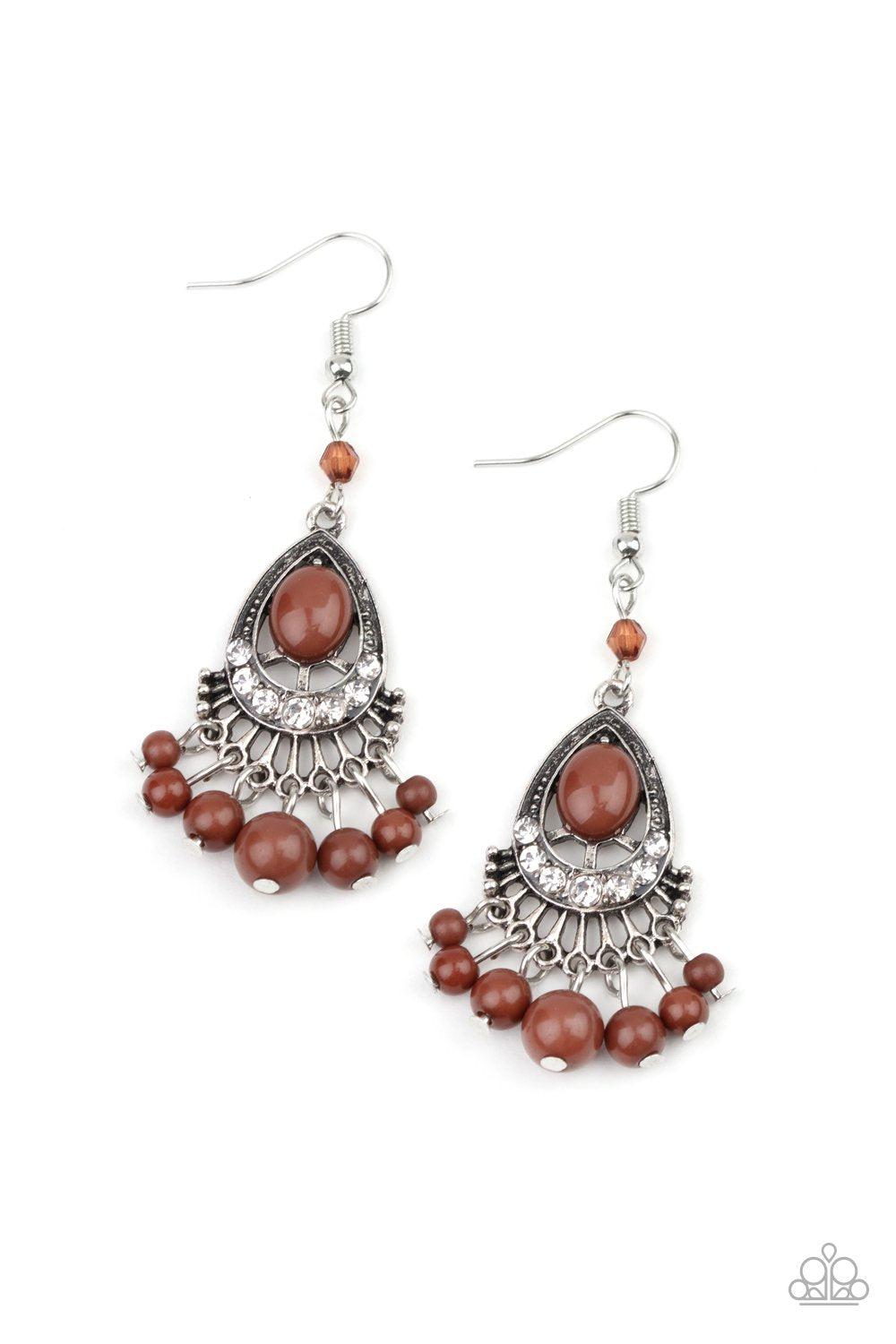 Floating On Heir Brown and Silver Earrings - Paparazzi Accessories- lightbox - CarasShop.com - Paparazzi Jewelry by Cara Jewels