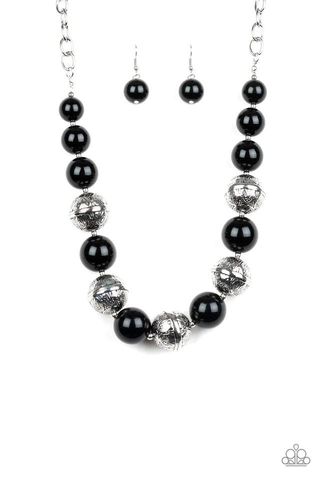 Floral Fusion Black Necklace - Paparazzi Accessories- lightbox - CarasShop.com - Paparazzi Jewelry by Cara Jewels