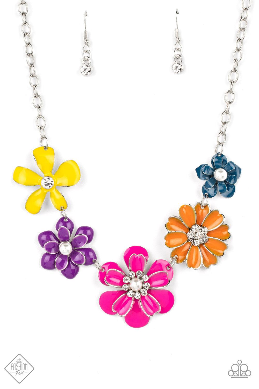 Floral Reverie Multi Flower Necklace - Paparazzi Accessories- lightbox - CarasShop.com - Paparazzi Jewelry by Cara Jewels