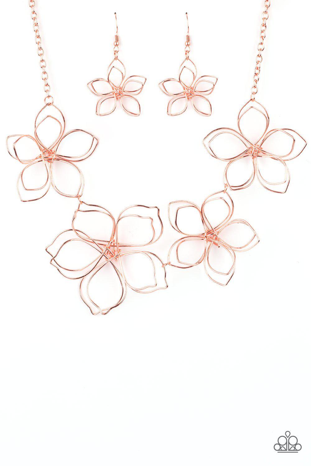 Flower Garden Fashionista Copper Wire Flower Necklace - Paparazzi Accessories- lightbox - CarasShop.com - Paparazzi Jewelry by Cara Jewels