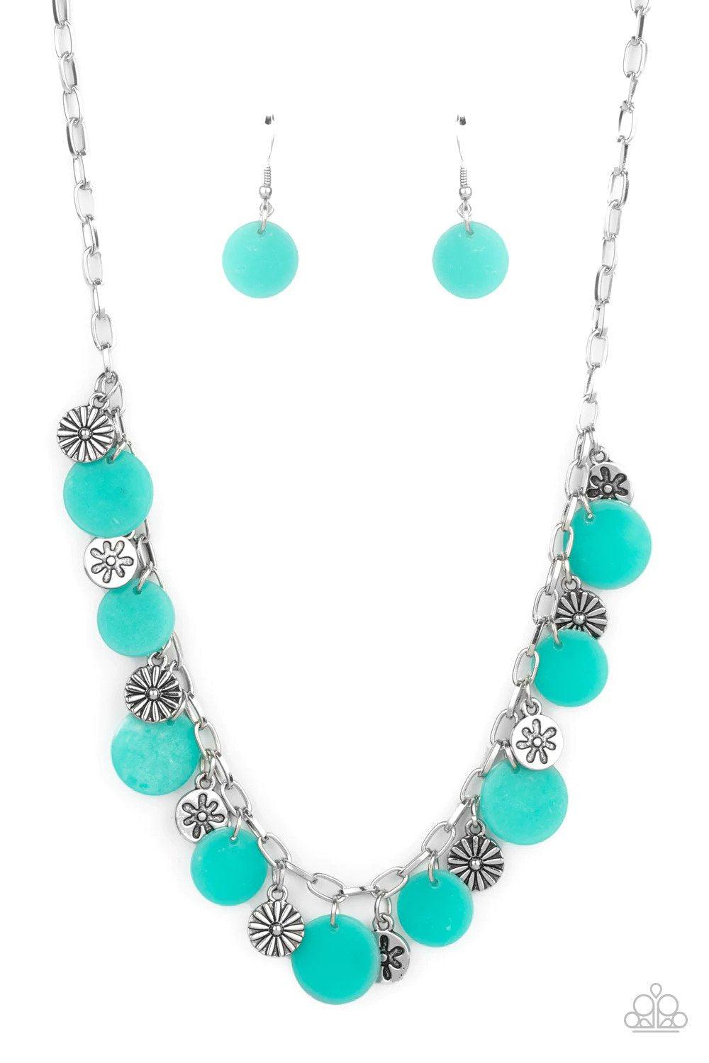 Flower Powered Blue Necklace - Paparazzi Accessories- lightbox - CarasShop.com - Paparazzi Jewelry by Cara Jewels
