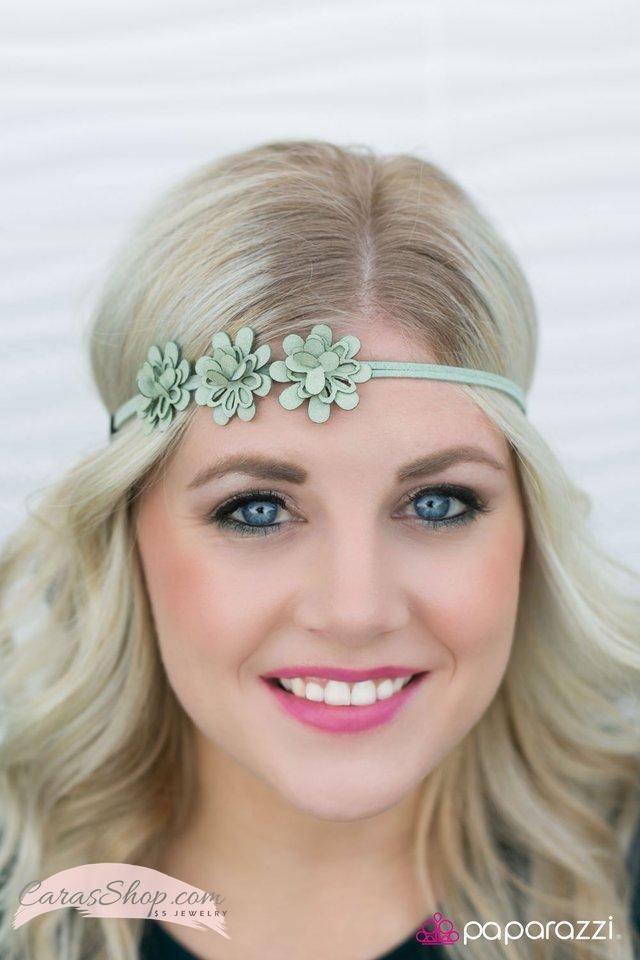Flower Weaver Green Flower Hippie Headband - Paparazzi Accessories- lightbox - CarasShop.com - Paparazzi Jewelry by Cara Jewels