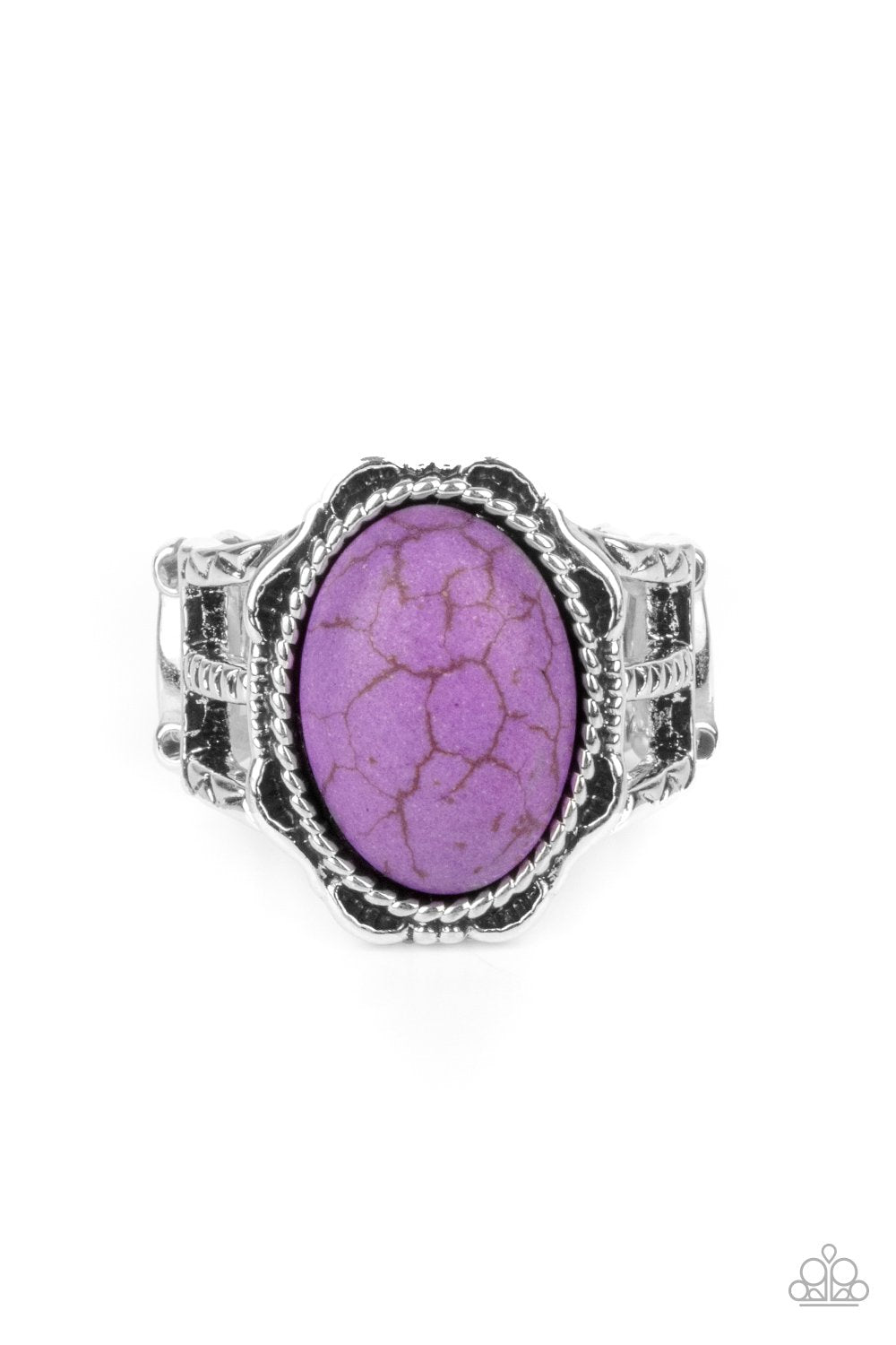 Flowering Dunes Purple Stone Ring - Paparazzi Accessories- lightbox - CarasShop.com - Paparazzi Jewelry by Cara Jewels