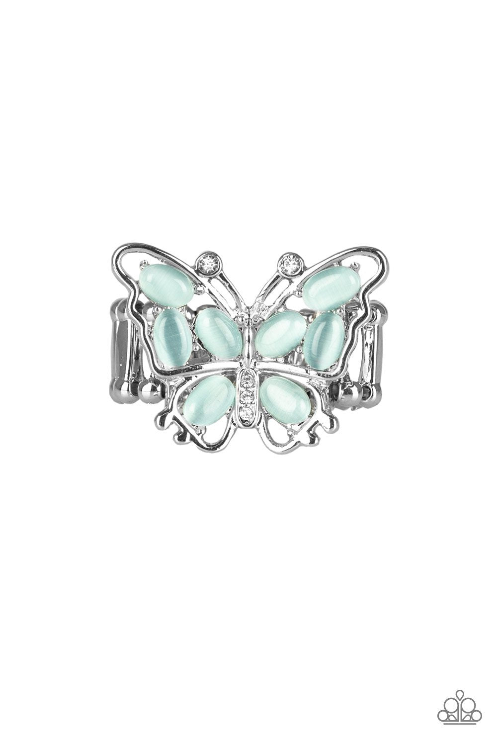 Flutter Flair Blue Moonstone Butterfly Ring - Paparazzi Accessories- lightbox - CarasShop.com - Paparazzi Jewelry by Cara Jewels