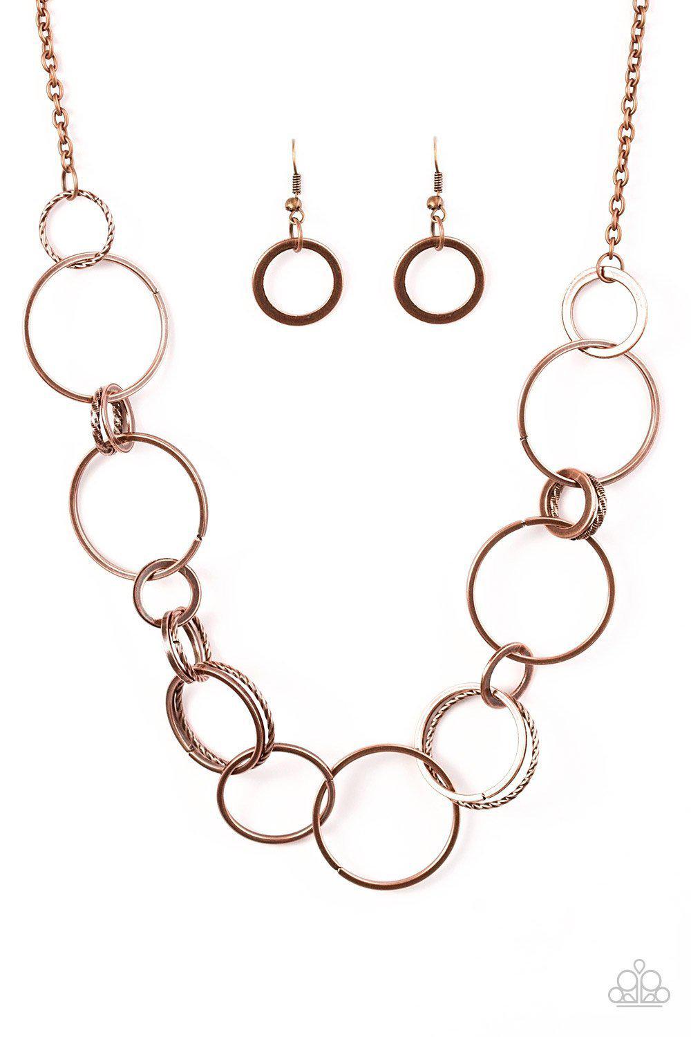 Follow the RINGLEADER Copper Necklace - Paparazzi Accessories- lightbox - CarasShop.com - Paparazzi Jewelry by Cara Jewels