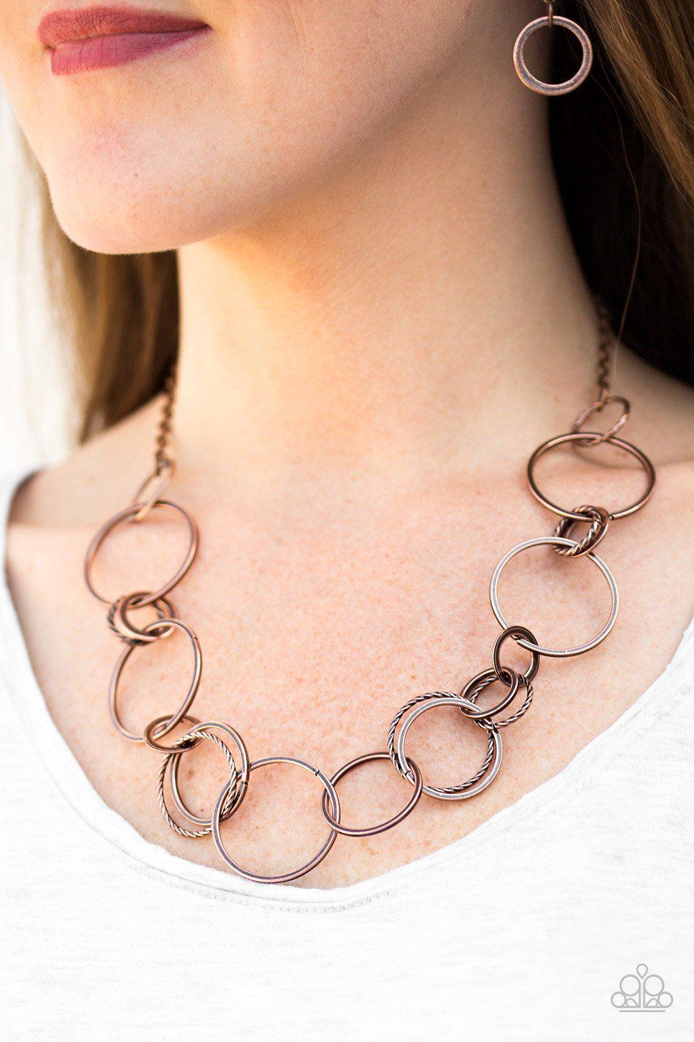 Follow the RINGLEADER Copper Necklace - Paparazzi Accessories- lightbox - CarasShop.com - Paparazzi Jewelry by Cara Jewels