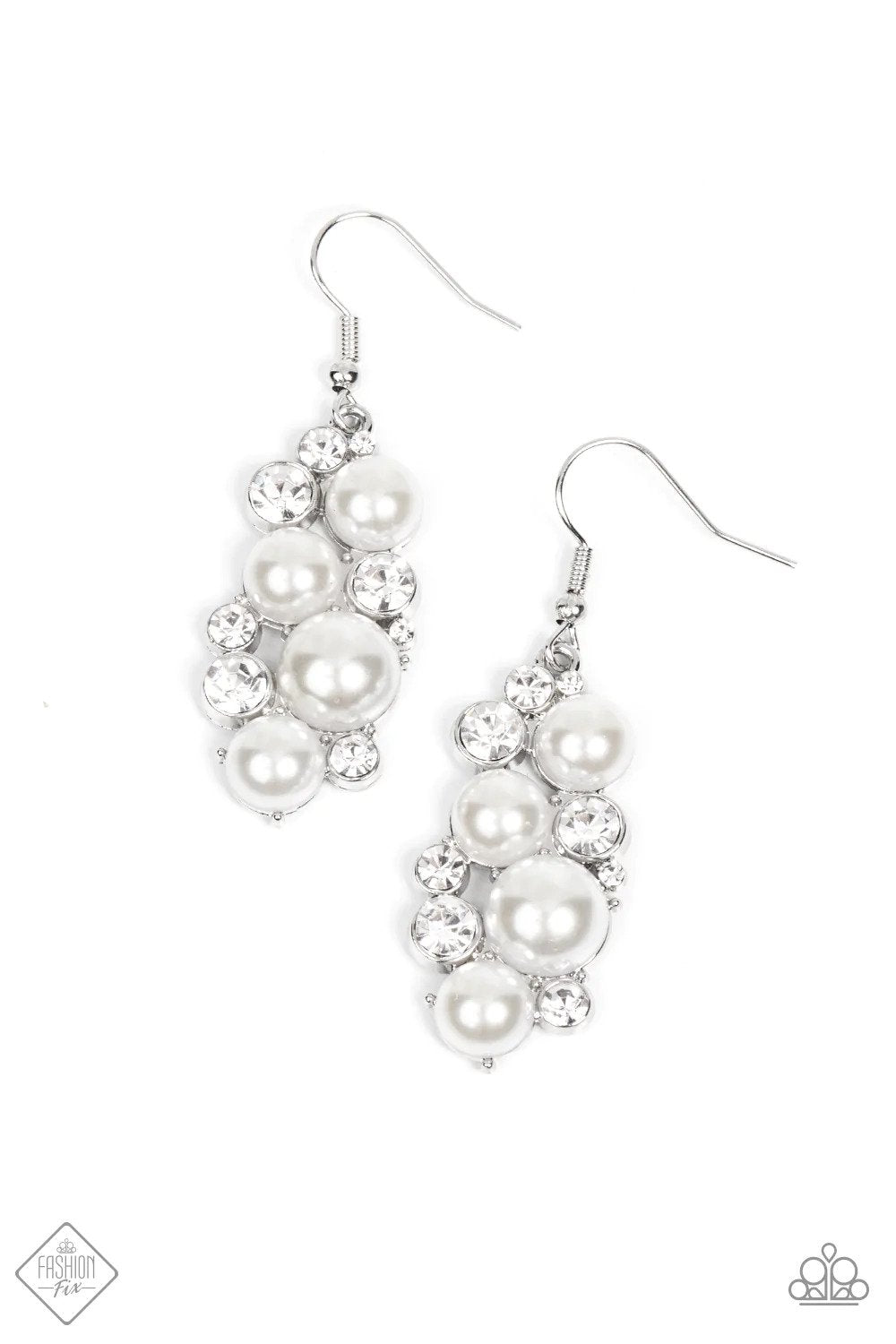 Fond of Baubles White Pearl Earrings - Paparazzi Accessories- lightbox - CarasShop.com - Paparazzi Jewelry by Cara Jewels