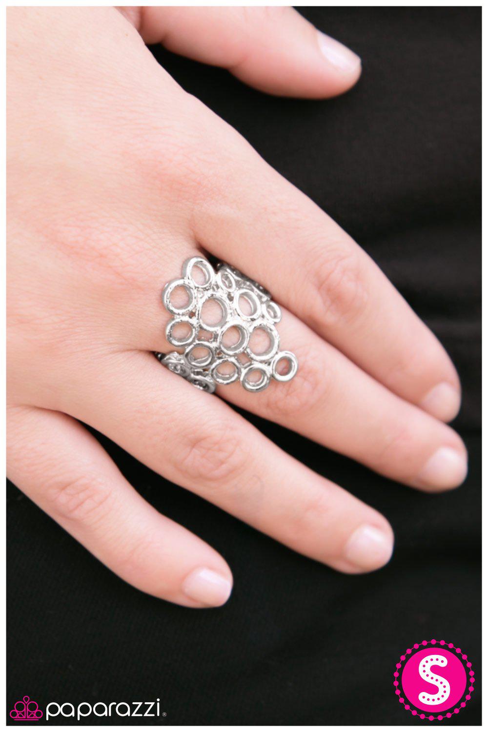 Forever Blowing Bubbles Silver Ring - Paparazzi Accessories- on model - CarasShop.com - Paparazzi Jewelry by Cara Jewels
